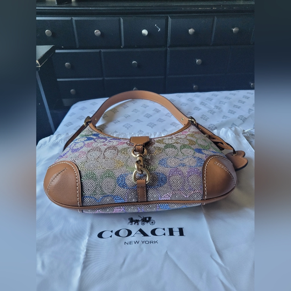 Coach Hampton Hobo In Rainbow Candy Crystal Signature Canvas - Picture 3 of 6